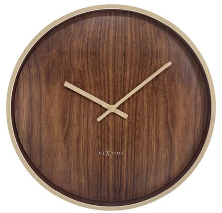 NeXtime Oslo Large – Wandklok – 50 cm – Plastic – Lichtbruin/Donkerbruin – Stil