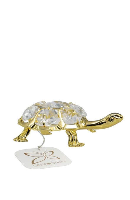 Schildpad suncather 24K Gold plated met BOHEMIA kristal met zuigmap