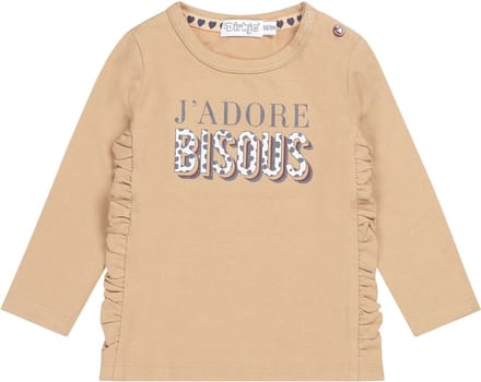 Dirkje Meisjes Longsleeve Tshirt Bisous Beige - 80