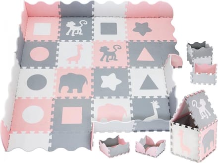 Moby-System - Puzzelmat - Speelmat - Baby - Foam - XL 150 x 150 cm - met rand - Roze
