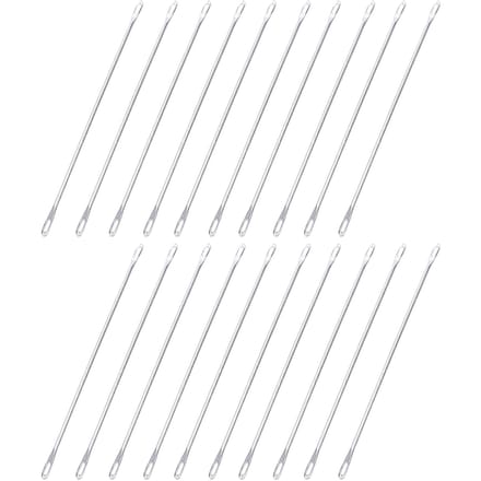 20 stuks dubbeloognaald metaal 9 cm lang transfernaald geschikt voor breimachine white