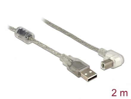 Delock Cable USB 2.0 Type-A male > USB 2.0 Type-B male angled 2.0 m transparent