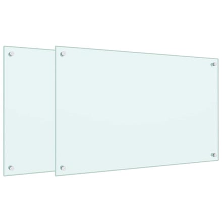 vidaXL - Spatschermen - keuken - 2 - st - 80x50 - cm - gehard - glas - wit