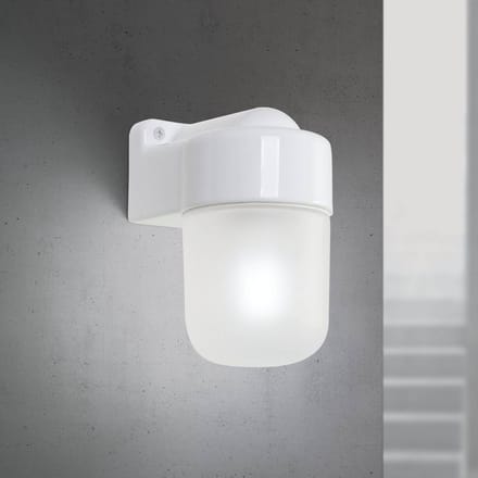 ORION Wandlamp Ostia, wit, keramiek, satijnglazen, E27