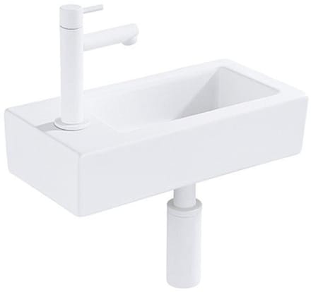FugaFlow Eccelente Pietra fonteinset - 36x18.5x9cm - 1 kraangat - solid surface - fonteinkraan wit mat - mat wit