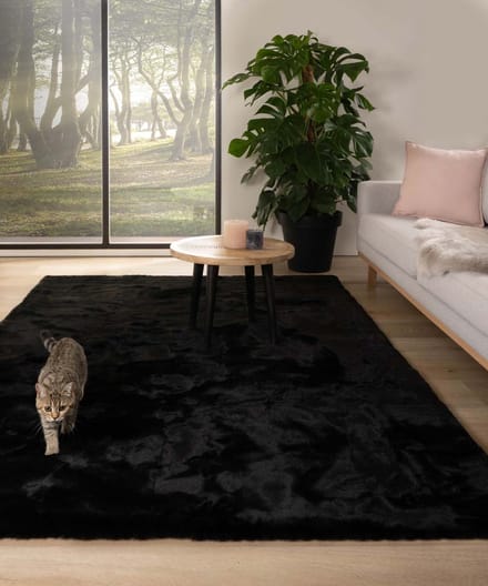 Fluffy vloerkleed - Comfy plus zwart 80x150