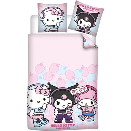 Hello Kitty Dekbedovertrek Kuromi 140 X 200 cm - 65 x 65 cm - polykatoen