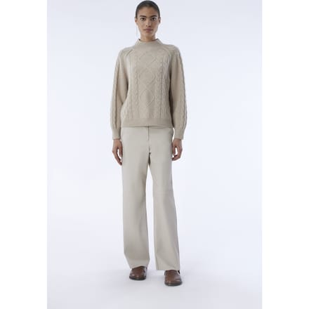Knitted Naomi Pants Greige Größe: M | Stoffhosen Outlet | Damen