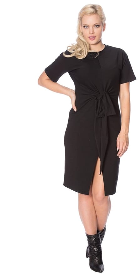 Dancing Days - TIE FRONT DRES Kokerjurk - XL - Zwart