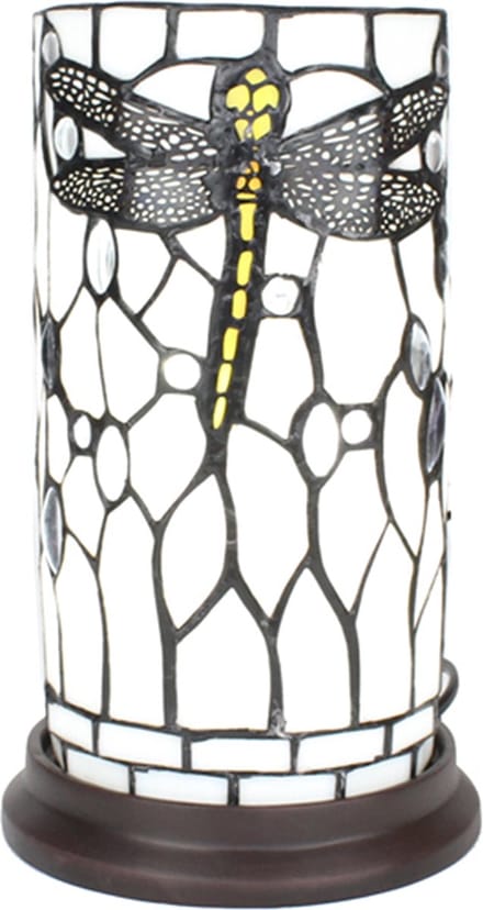 Lumilamp Tiffany Tafellamp Ø 15x26 cm Wit Grijs Glas Libelle