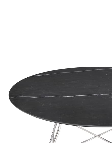 Kartell Glossy tafel - zwart marmer - chroom - rond