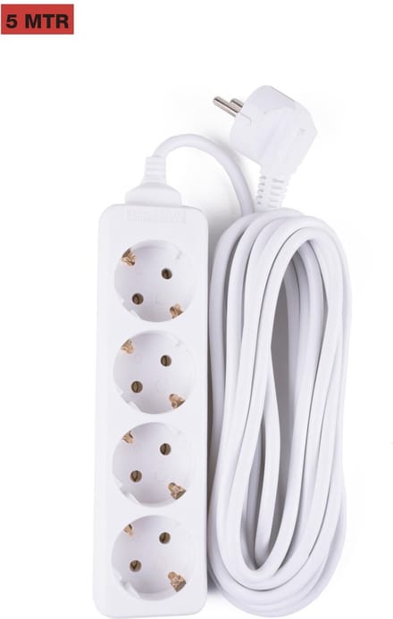 Benson Tafelcontactdoos - 4-voudig - 5 meter kabel - wit - met randaarde