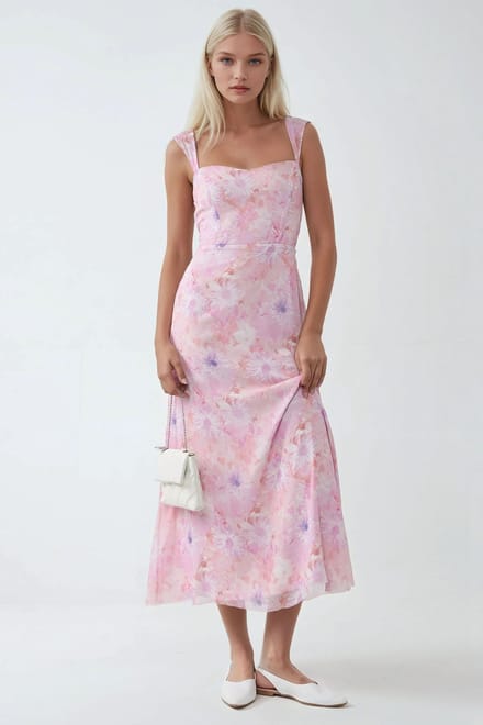 Bloemen Maxi Jurk met Hartkraag