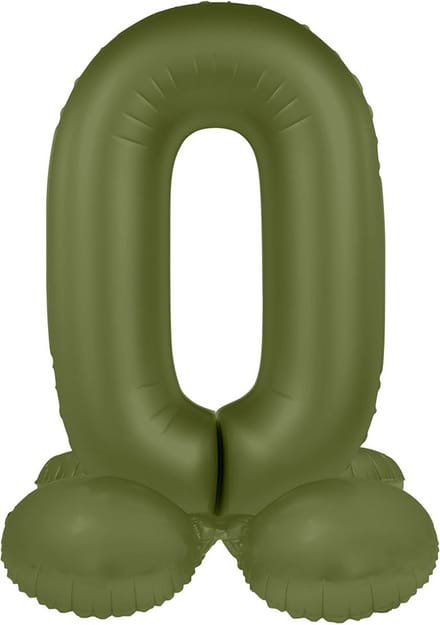 Staande Folieballon Cijfer 0 - Olive Green - Ultra Matt - 41 cm