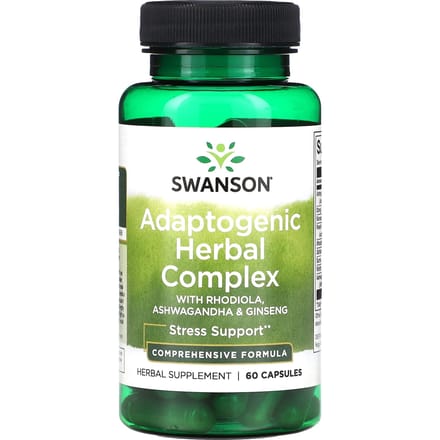 Swanson Adaptogeen Kruidencomplex met Rode Chrysant, Ashwagandha en Ginseng, 60 Capsules