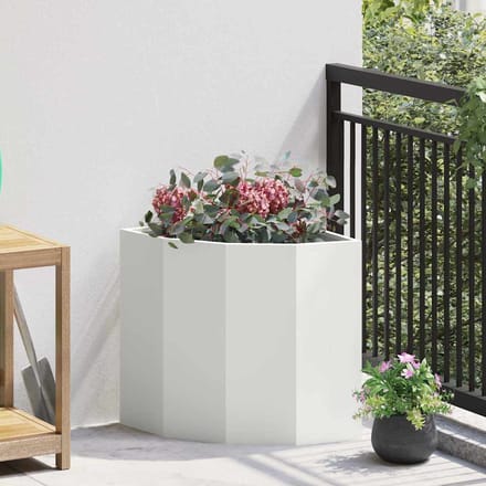 vidaXL Hoek Plantbak Wit 45 x 45 x 50 cm Staal
