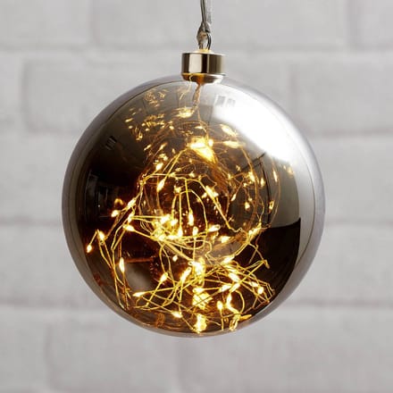 STAR TRADING LED-decoratiebol Glow van glas, Ø 15 cm rookgrijs