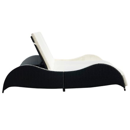 vidaXL - Ligbed - tweepersoons - met - kussen - poly - rattan - zwart