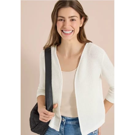Open jas met 3/4 mouwen in ajour-look
