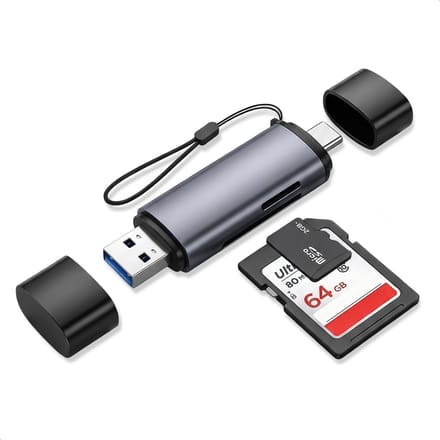 Skoov SD Kaart Lezer met USB-C en USB-A aansluiting - Micro SD - Adapter - Cardreader - Geheugen kaart - Kaartlezer - TF - USB A naar USB C -
