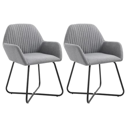 vidaXL - Eetkamerstoelen - 2 - st - stof - lichtgrijs