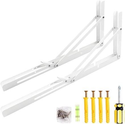 Opvouwbare Plankbeugels - Zware Steunen - Ruimte Besparen - Driehoek Ontwerp - 18 Inch - Wit