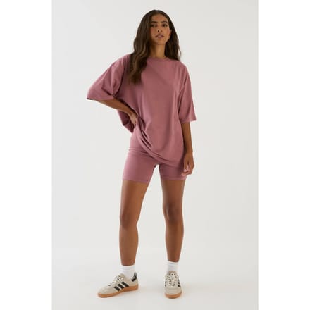 Dames Dsgn Studio Oversized T-shirt En Fietsbroek Set | Rose | Maat: XS