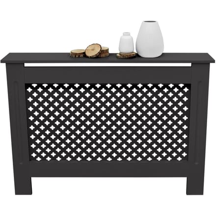 Radiatorpaneel 112x19x82 cm ruit zwart gemaakt van MDF