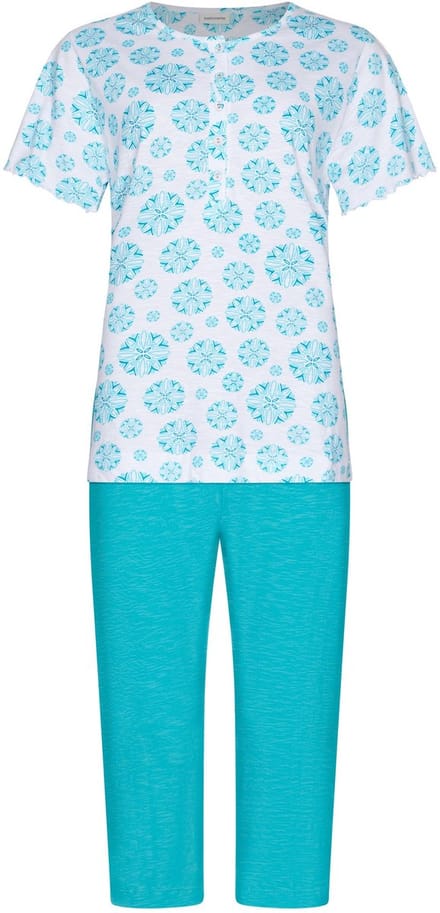 Pastunette - Pyjama - Ipanema - Katoen - Turquoise/Wit - Maat 44