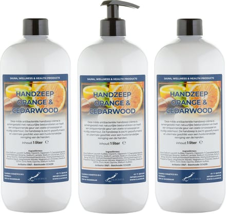 Handzeep Sweet Orange & Cedarwood 1 liter - met gratis pomp - set van 3 stuks