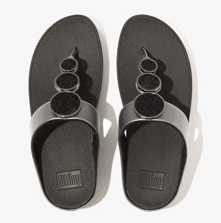 Fitflop - Halo Bead Circle Metallic Toe-post Zwart 39