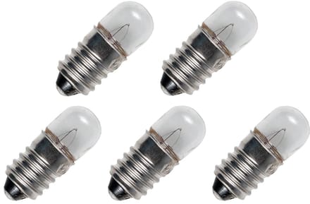 Signaallamp E10 6V 2.1W - 350 mAh - 5 stuks - T9 Gloeilamp Ø9mm - 23mm - 2500K - Dimbaar
