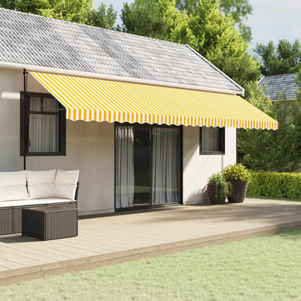 vidaXL - Vervangingsdoek - voor - luifelrok - gestreept - 600 - cm - geel - en - wit