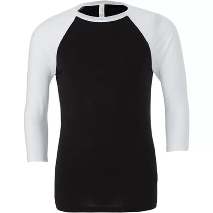 Bella+Canvas Unisex 3/4 Sleeve Baseball T-Shirt CV3200 - Black/White - S