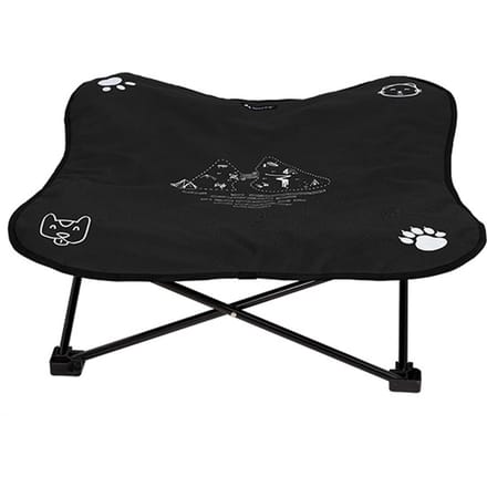 Lit surélevé pour chien Pliable Portable Support en alliage d'aluminium Coussin doux Cages pour chien noir