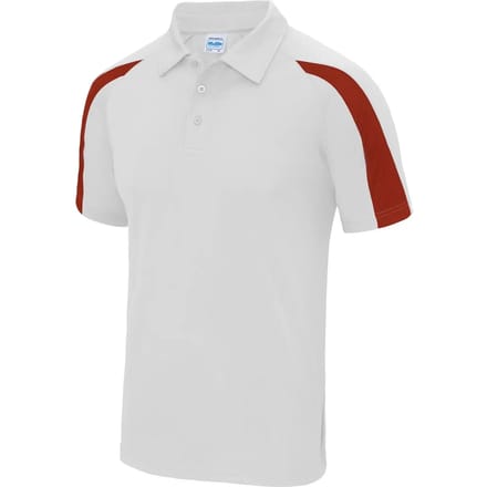 Just Cool - Cool Contrasterend Polo - Arctic White/Fire Red maat M