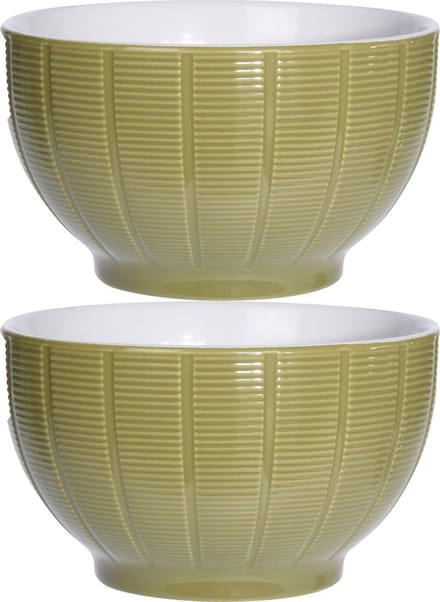 Excellent Houseware Soepkommen/serveer schaaltjes - 2x - Venice - keramiek - D14 x H8 cm - groen