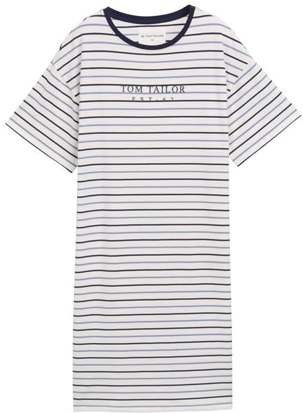 Tom Tailor - Nachthemd met streeppatroon - Maat 3XL/46 - white-medium-horizontal stripe