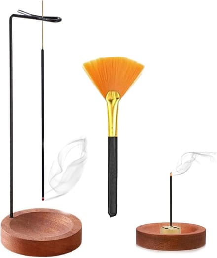 Handgemaakte Houten Wierookhouder Set met 9 Gaten & Borstel