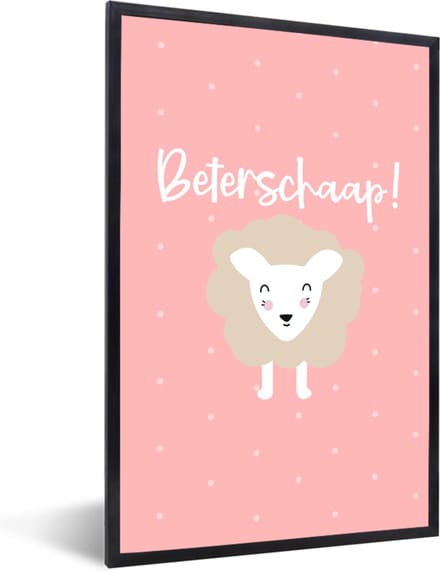Fotolijst incl. Poster - Beterschap - Spreuken - Schaap - 40x60 cm - Posterlijst