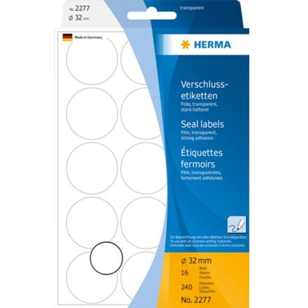 Etiket HERMA 2277 rond 32mm transparant 240 stuks