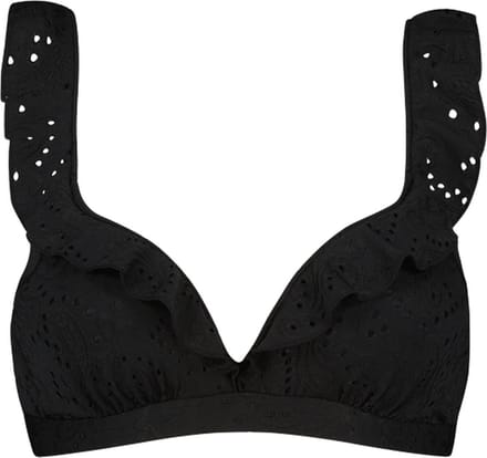 Beachlife  - Maat 90D - Black Embroidery ruffle bikinitop met voorgevormde cups en beugel - dames