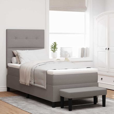 vidaXL - Boxspring - bed - met - hoofdeinde - Taupe - 100 - x - 200 - cm - Stof