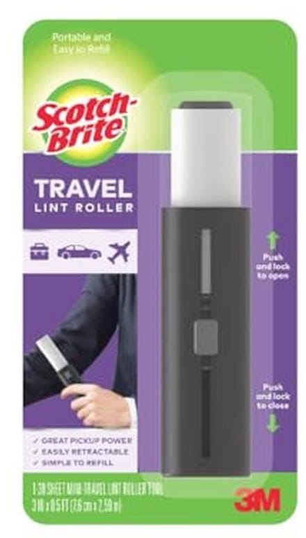 Mini Reispluisroller met Deksel - 30 Vellen, Intrekbare en Navulbare Pluisborstel
