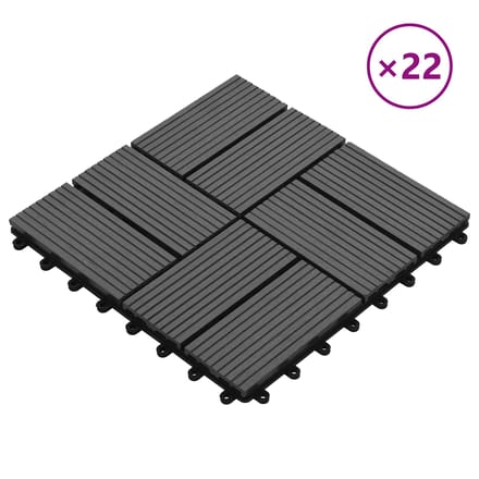 vidaXL - Terras - Tegel - 22 - st - Grijs - 30 - x - 30 - cm - WPC