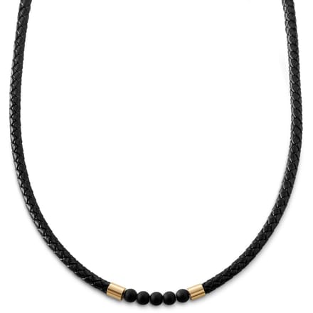 Tenvis | 5 mm Goudkleurige Onyx Leren Ketting