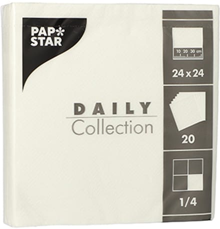 20x 20 Servetten DAILY Collection 1/4 vouw 24 cm x 24 cm wit
