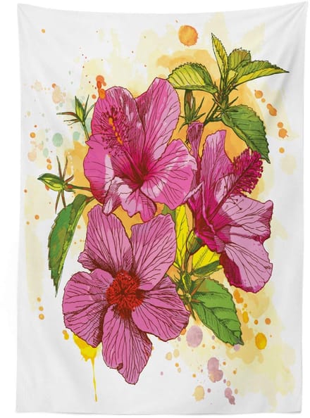 ABAKUHAUS Tafelkleed Hibiskus – 140x170 cm – Polyester Satin