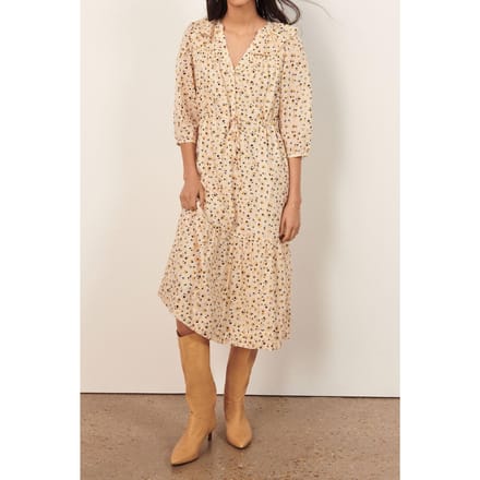 BA&SH Robe Bowie Ecru Maat: M | Midi Jurken Outlet | Dames | Ecru