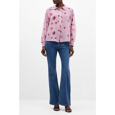 French Connection Ella Rose Georgette Long Sleeve Top Sweetpea Multi Größe: S | Blusen Outlet | Damen | Rosa